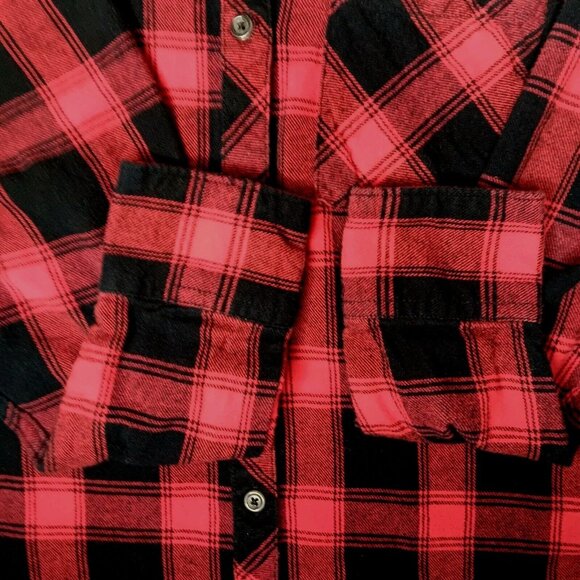 Woolrich Womens XXL Flannel Shirt Red Black Plaid Button Down Long Sleeve Work - Picture 9 of 11
